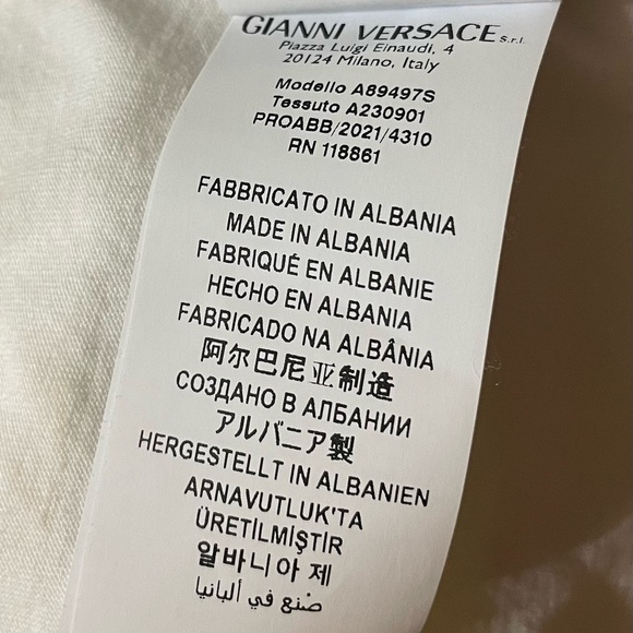 Versace Medusa Crop T-shirt White Womens US Size 12 Italy 2XL with Logo and Name - Picture 5 of 6